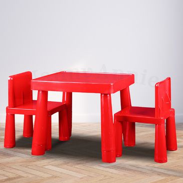 Kids Table & Chair Play Furniture Set Plastic Fountain Activity Dining Chairs RED