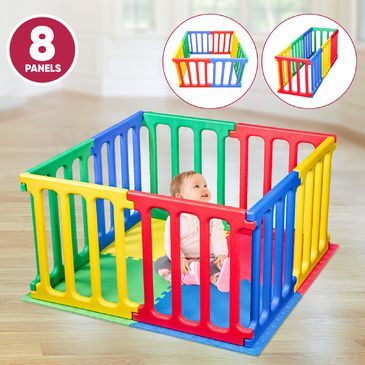 Happy Panel Plastic Playpen and EVA Mat | Square Kids Playpen 1.1m x 1.1m