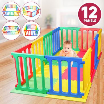 Happy Panel Plastic Playpen and EVA Mat | Rectangle 1.1m x 2.15m Kids Playpen