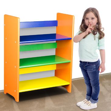 Childrens Wooden Book Shelf Multicoloured Kids Shelf Storage