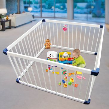 White Wooden Square Playpen | Child Toddler Play Pen