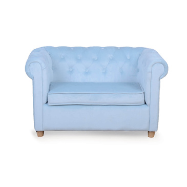 Star Kidz Chesterfield  Sofa - Light Blue Velvet