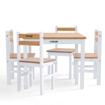 Star Kidz Elwood Square Table & 4 Chairs Set - Inverted White