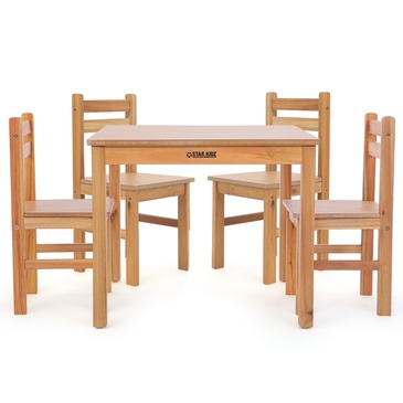 Nu Elwood Square Table & 4 Chairs Set - Natural