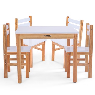 Star Kidz Nu Elwood Square Table & 4 Chairs Set - White