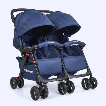 Star Kidz Lusso Double/Twin Pram Stroller - Navy