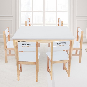 Nu Elwood Rectangle Table & 6 Chairs Set - White