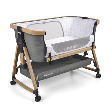 Star Kidz Prossimo Premium Co-Sleeper Bedside Bassinet - Wooden Grey