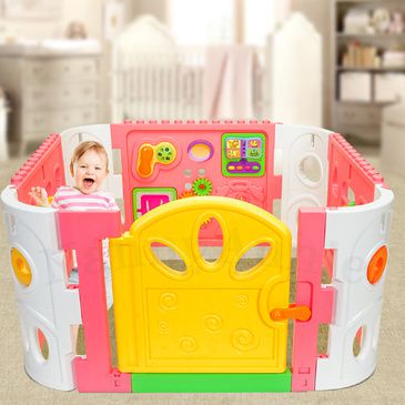 Baby Playpen - Interactive Baby Room Play Den WITH GATE - Pink